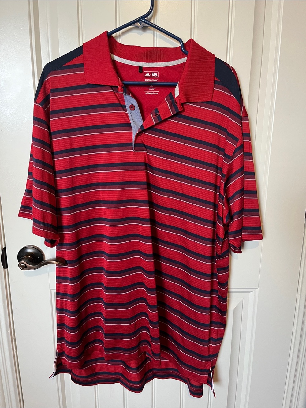 Adidas Golf Men’s Red Striped Polo Shirt